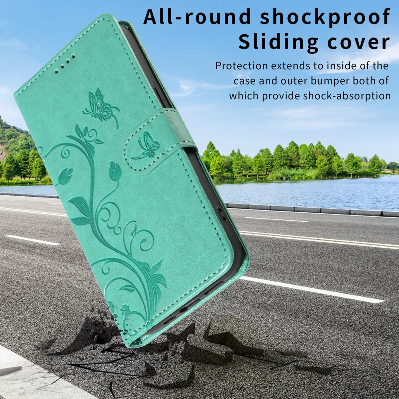 For Huawei Pura 80 PU Leather Cases Flower Pattern Wallet Stand Phone Cover with Strap - Green-Cellmalls