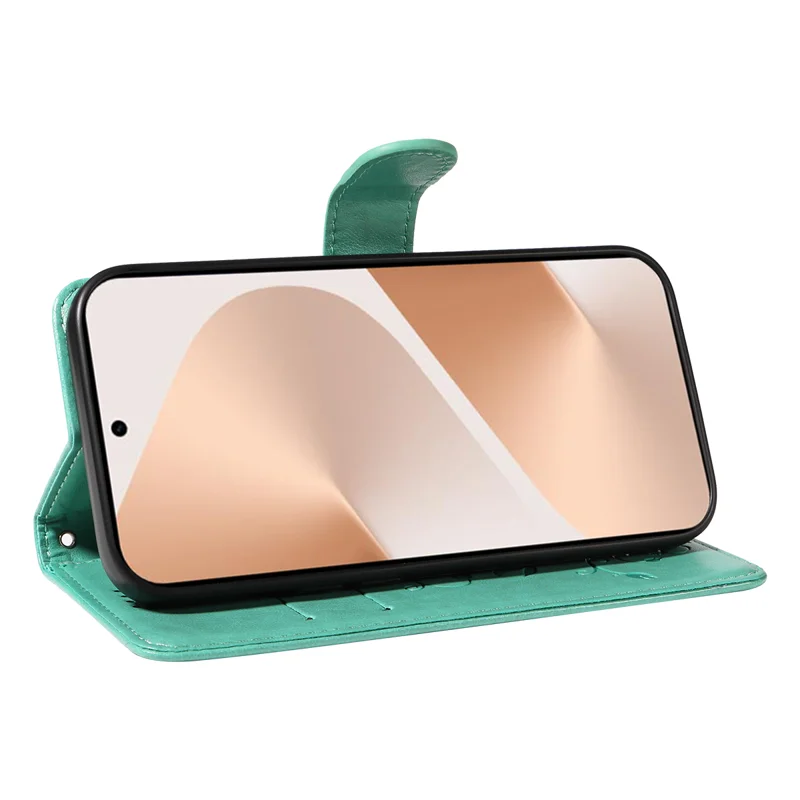 For Huawei Pura 80 PU Leather Cases Flower Pattern Wallet Stand Phone Cover with Strap - Green-Cellmalls