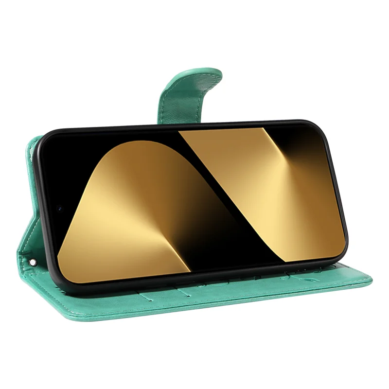 For Huawei Pura 80 Ultra PU Leather Cases Flower Pattern Wallet Stand Phone Cover with Strap - Green-Cellmalls