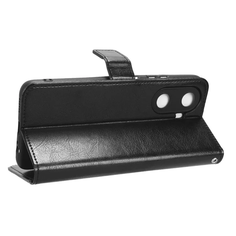 Folio Flip Cover for Huawei Enjoy 60 Shockproof Crazy Horse Texture PU Leather Wallet Phone Case - Black-Cellmalls