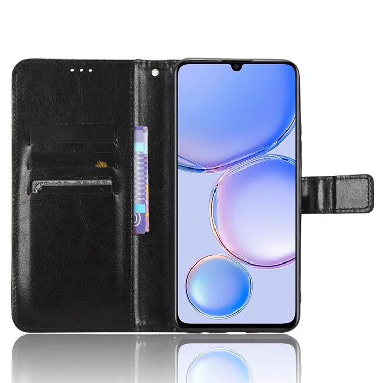 Folio Flip Cover for Huawei Enjoy 60 Shockproof Crazy Horse Texture PU Leather Wallet Phone Case - Black-Cellmalls