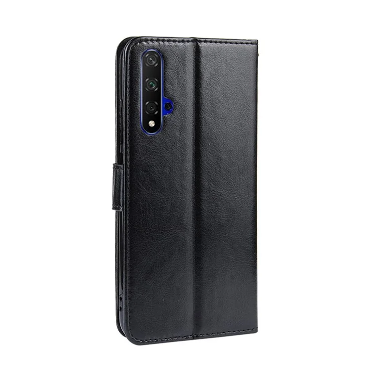 Phone Case for Huawei Honor 20S / Honor 20 / nova 5T Crazy Horse Texture Wallet Leather Case with Strap Phone Cover - Black-Cellmalls