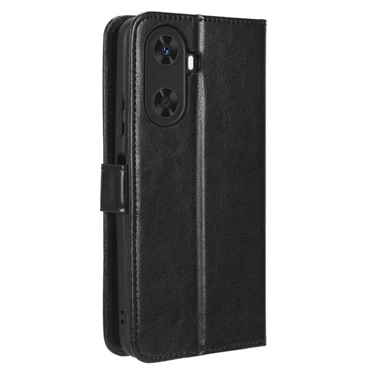 Folio Flip Cover for Huawei Enjoy 60 Shockproof Crazy Horse Texture PU Leather Wallet Phone Case - Black-Cellmalls