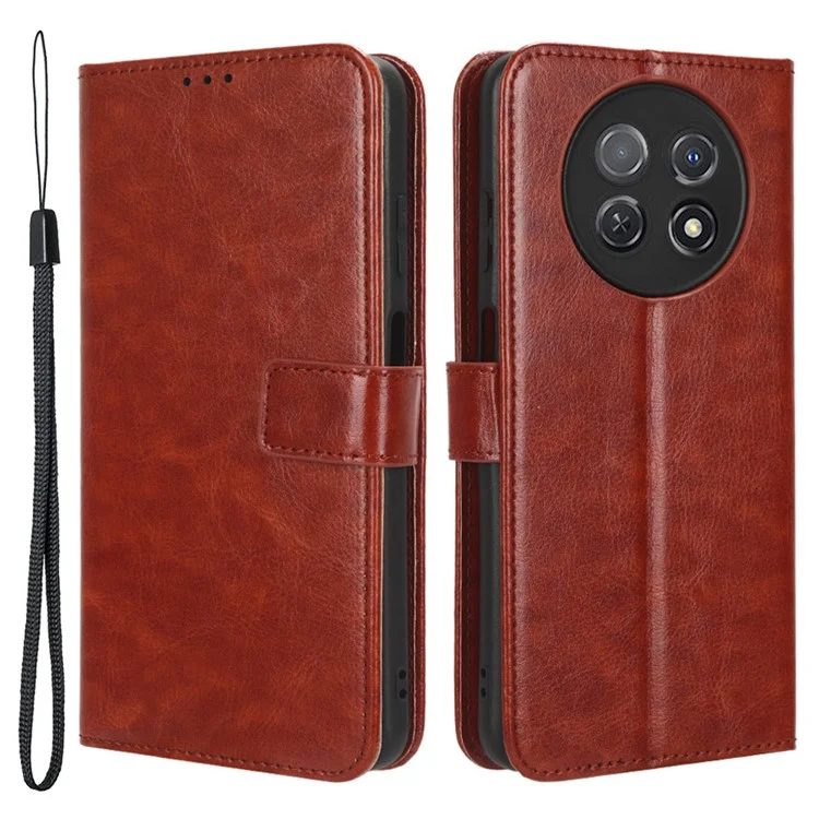 For Huawei nova Y91 4G / Enjoy 60X Crazy Horse Texture Flip Phone Case Stand Wallet PU Leather Phone Cover - Brown-Cellmalls