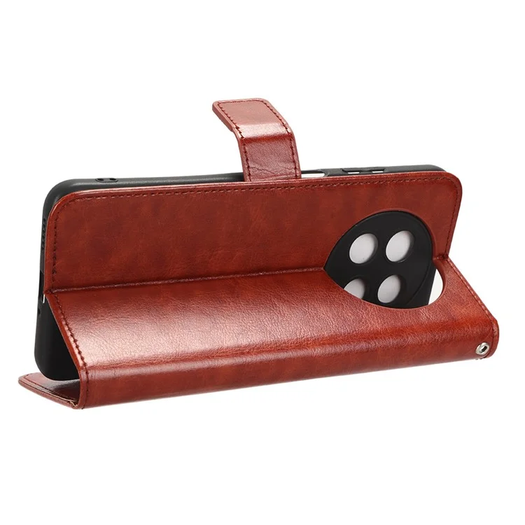 For Huawei nova Y91 4G / Enjoy 60X Crazy Horse Texture Flip Phone Case Stand Wallet PU Leather Phone Cover - Brown-Cellmalls