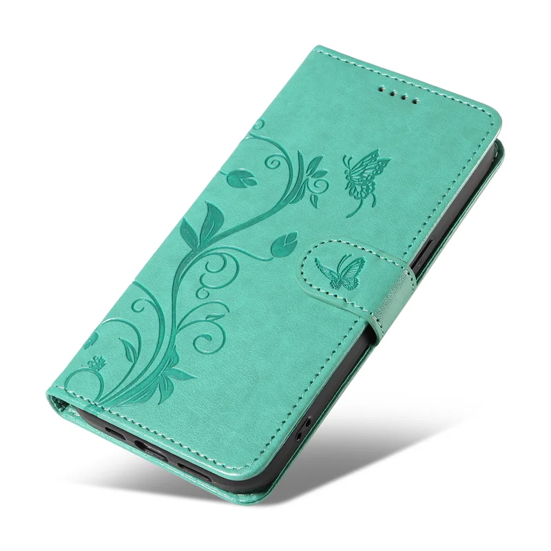 For Huawei Pura 80 Ultra PU Leather Cases Flower Pattern Wallet Stand Phone Cover with Strap - Green-Cellmalls