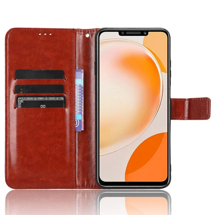 For Huawei nova Y91 4G / Enjoy 60X Crazy Horse Texture Flip Phone Case Stand Wallet PU Leather Phone Cover - Brown-Cellmalls