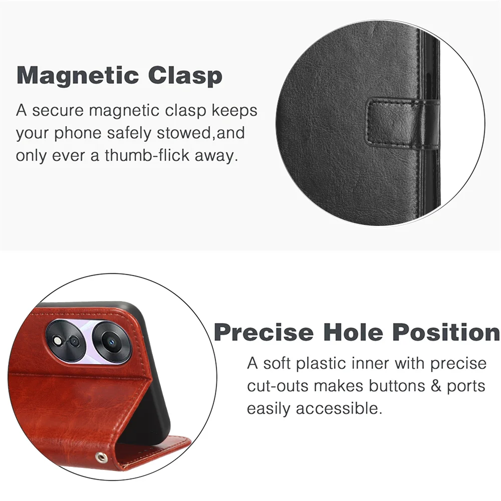 For Huawei Enjoy 80 PU Leather Case with Strap Crazy Horse Texture Phone Wallet Cover - Black-Cellmalls