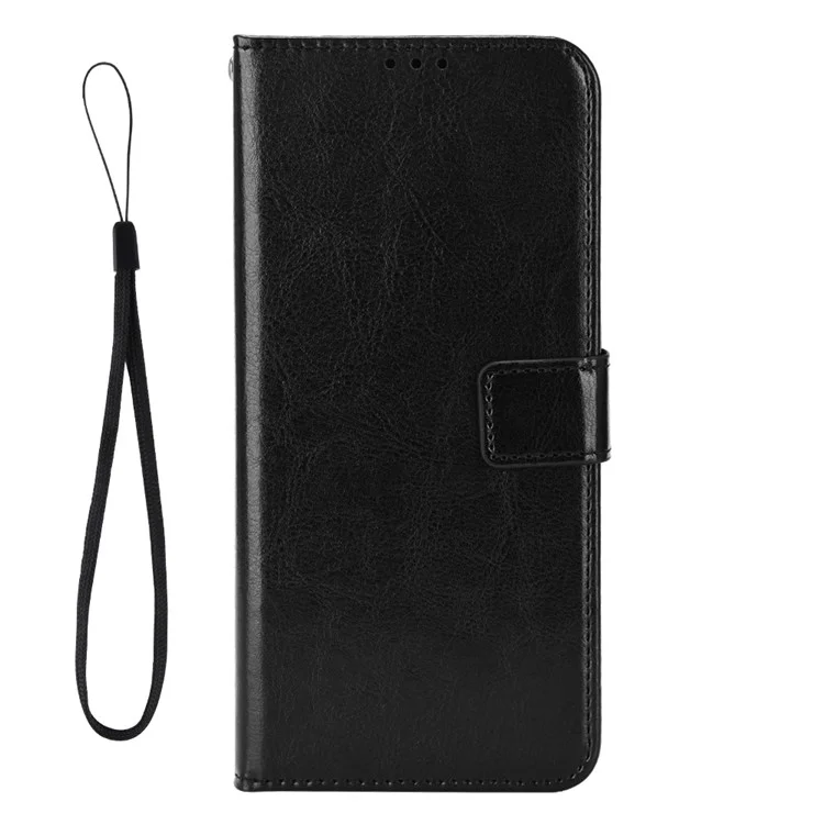 Folio Flip Cover for Huawei Enjoy 60 Shockproof Crazy Horse Texture PU Leather Wallet Phone Case - Black-Cellmalls