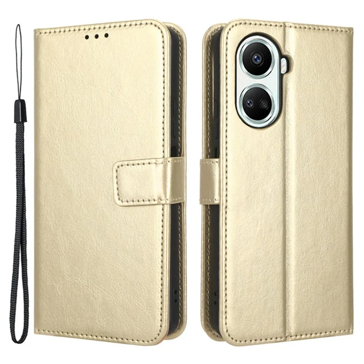 For Huawei nova 10 SE 4G Crazy Horse Texture PU Leather Full Protection Phone Case Magnetic Clasp Wallet Stand Phone Cover with Strap - Black-Cellmalls