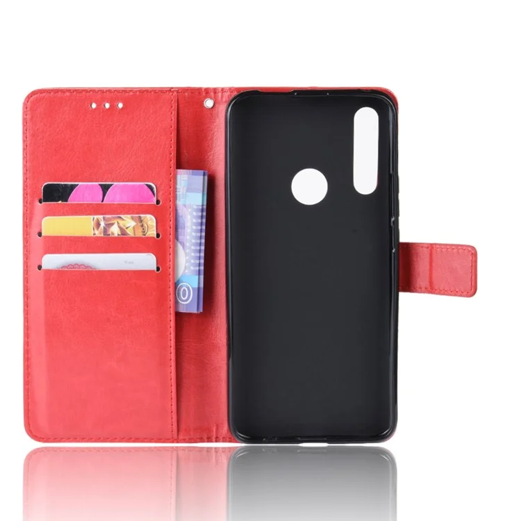 Crazy Horse Leather Wallet Case for Huawei Honor 9X (Global)/ P Smart Z / Y9 Prime 2019 /Enjoy 10 Plus - Red-Cellmalls