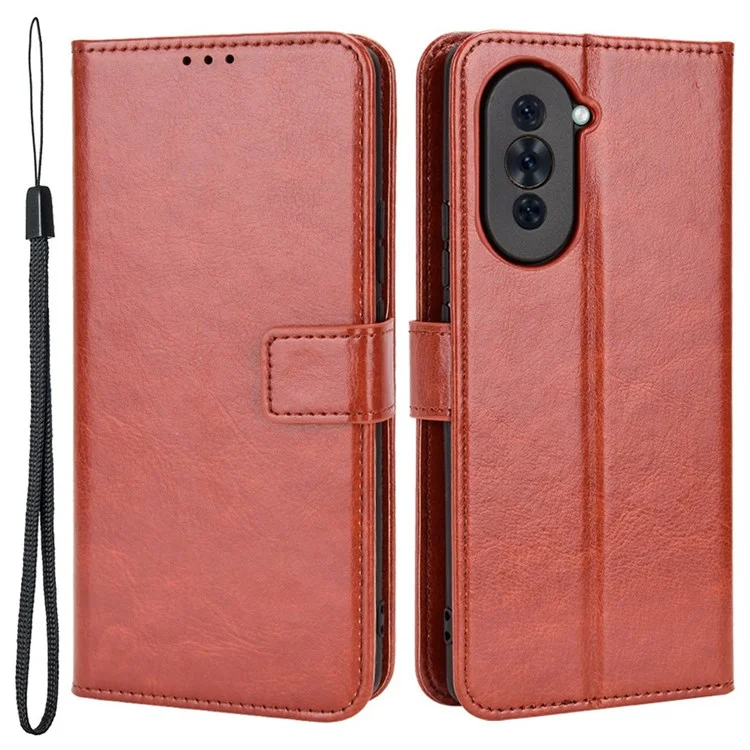 For Huawei nova 10 Pro 4G Cell Phone Wallet Case Crazy Horse Texture PU Leather Stand Cover Protective Shell - Gold-Cellmalls