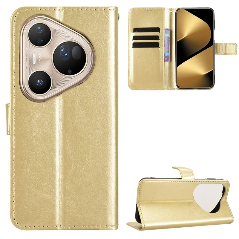 For Huawei Pura 80 Ultra PU Leather Case with Strap Crazy Horse Texture Phone Wallet Cover - Black-Cellmalls