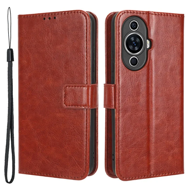 For Huawei nova 11 Pro / nova 11 Ultra Crazy Horse Texture Phone Case Stand Wallet PU Leather Flip Phone Cover - Brown-Cellmalls