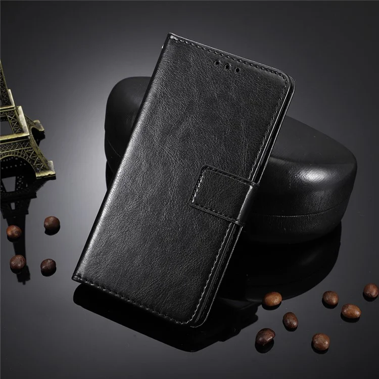 For Huawei nova 10 SE 4G Crazy Horse Texture PU Leather Full Protection Phone Case Magnetic Clasp Wallet Stand Phone Cover with Strap - Black-Cellmalls
