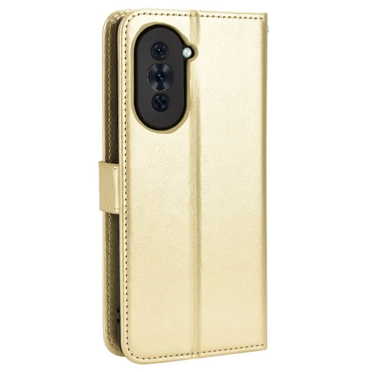 For Huawei nova 10 Pro 4G Cell Phone Wallet Case Crazy Horse Texture PU Leather Stand Cover Protective Shell - Gold-Cellmalls