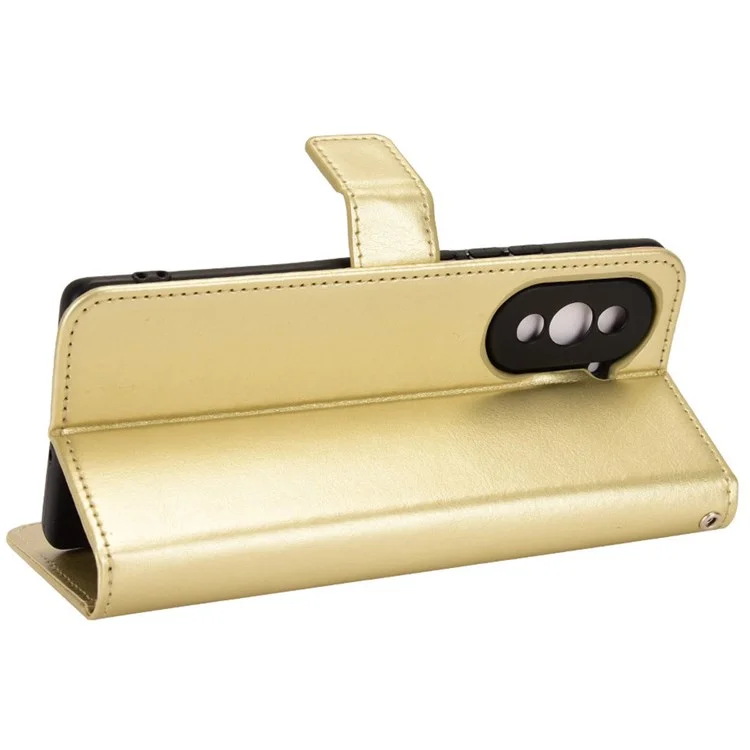 For Huawei nova 10 Pro 4G Cell Phone Wallet Case Crazy Horse Texture PU Leather Stand Cover Protective Shell - Gold-Cellmalls