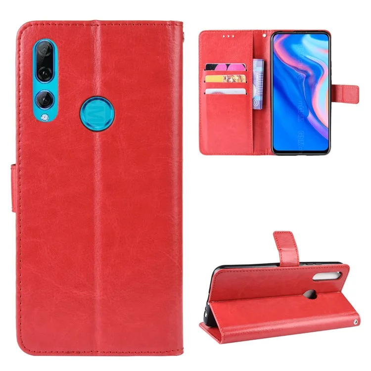 Crazy Horse Leather Wallet Case for Huawei Honor 9X (Global)/ P Smart Z / Y9 Prime 2019 /Enjoy 10 Plus - Red-Cellmalls
