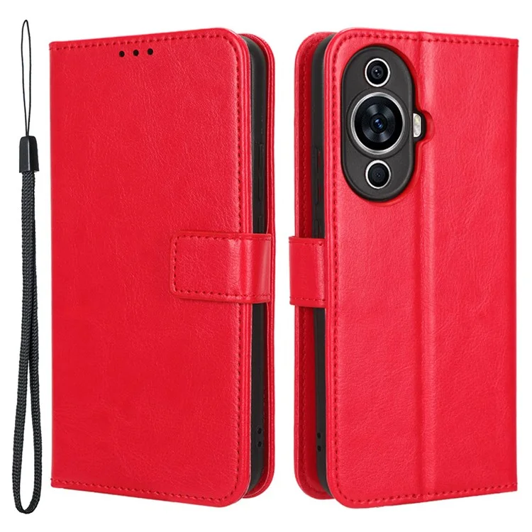 For Huawei nova 11 / nova 12s 4G / nova 12 Lite 4G Wallet Phone Case PU Leather+TPU Crazy Horse Texture Phone Cover with Stand Function - Red-Cellmalls