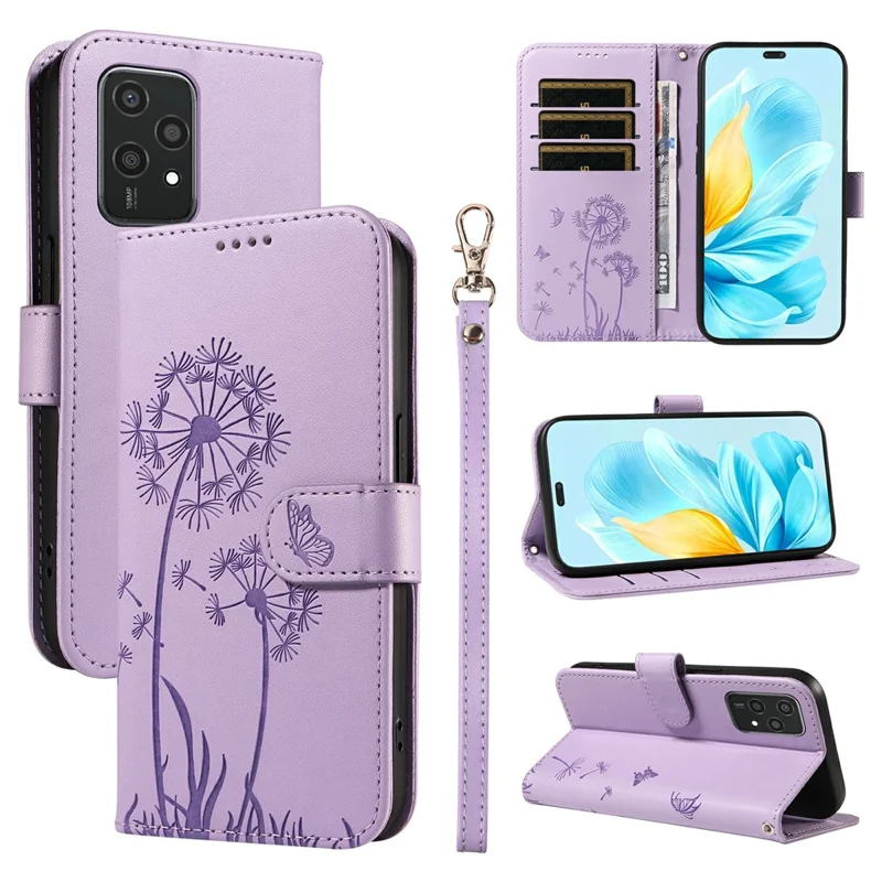 For Honor 200 Lite Leather Case Wallet Phone Cover Dandelion Imprint - Sky Blue-Cellmalls