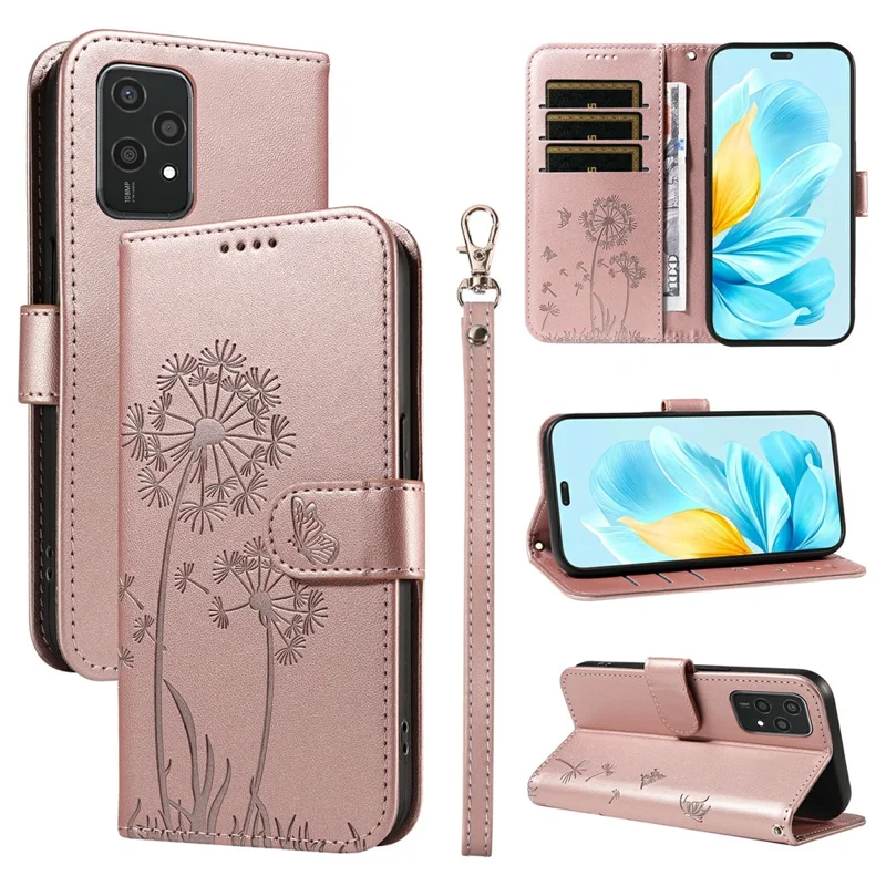 For Honor 200 Lite Leather Case Wallet Phone Cover Dandelion Imprint - Sky Blue-Cellmalls