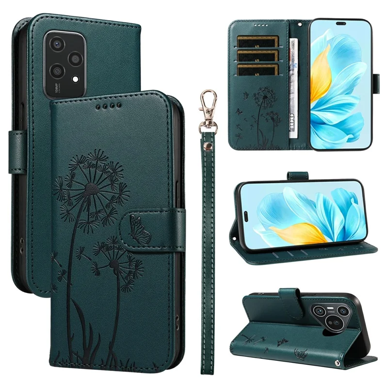 For Honor 200 Lite Leather Case Wallet Phone Cover Dandelion Imprint - Sky Blue-Cellmalls
