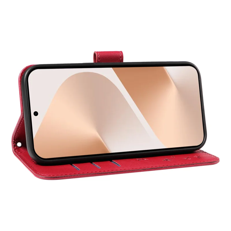 For Huawei Pura 80 Leather Wallet Case with Strap Dandelion Imprint Phone Stand Cover - Red-Cellmalls