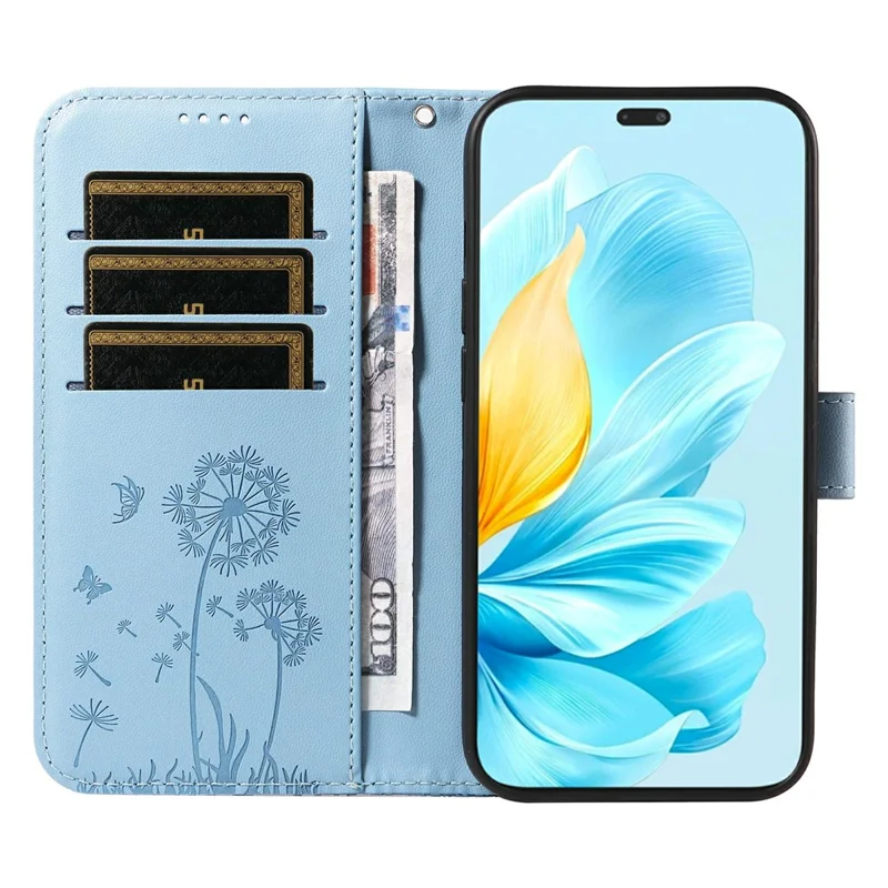 For Honor 200 Lite Leather Case Wallet Phone Cover Dandelion Imprint - Sky Blue-Cellmalls