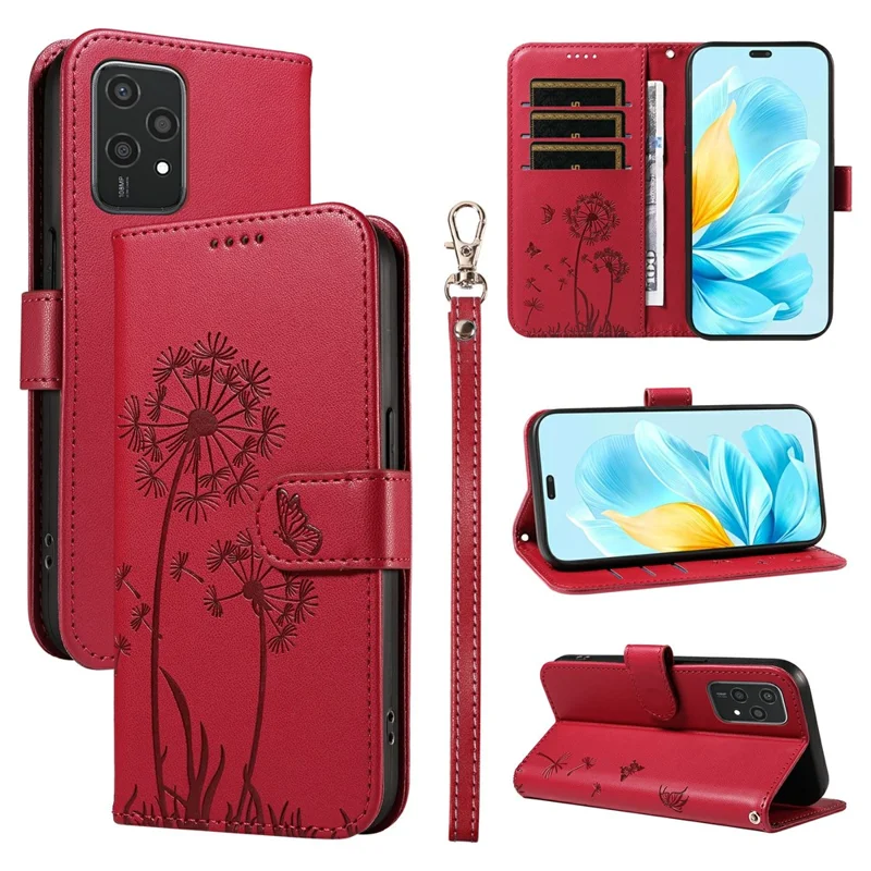 For Honor 200 Lite Leather Case Wallet Phone Cover Dandelion Imprint - Sky Blue-Cellmalls