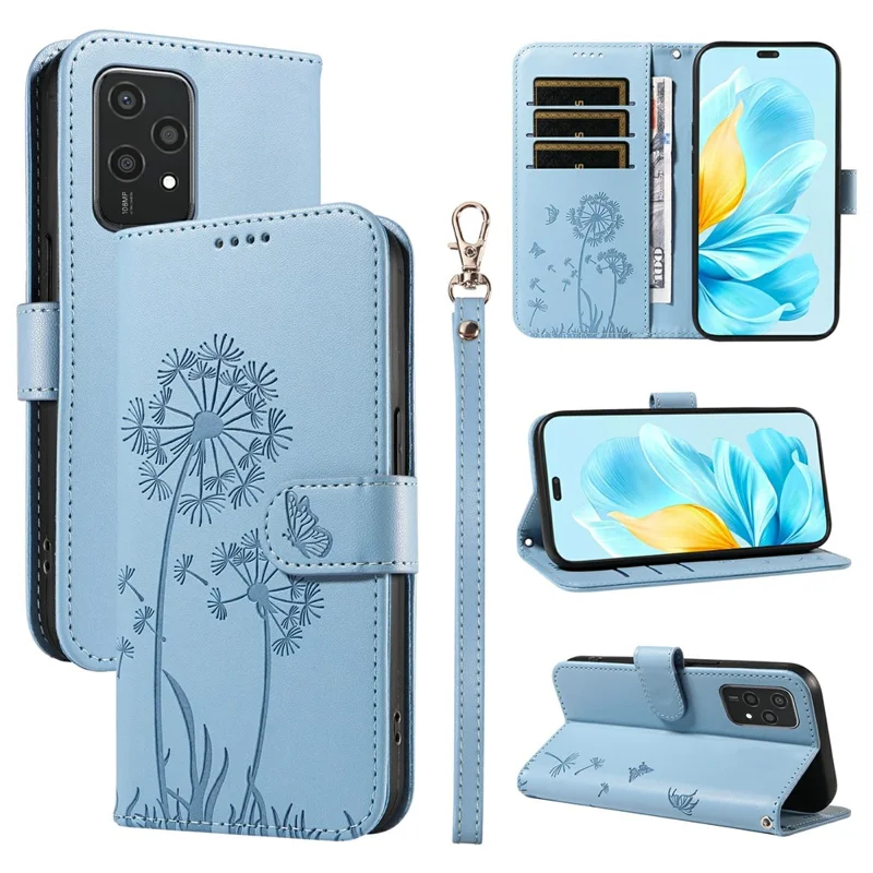 For Honor 200 Lite Leather Case Wallet Phone Cover Dandelion Imprint - Sky Blue-Cellmalls