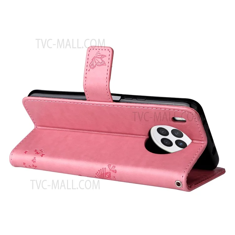 For Huawei nova 8i / Honor 50 Lite Phone Case with Stand Cat Tree Pattern Leather Wallet Mobile Cover - Pink-Cellmalls