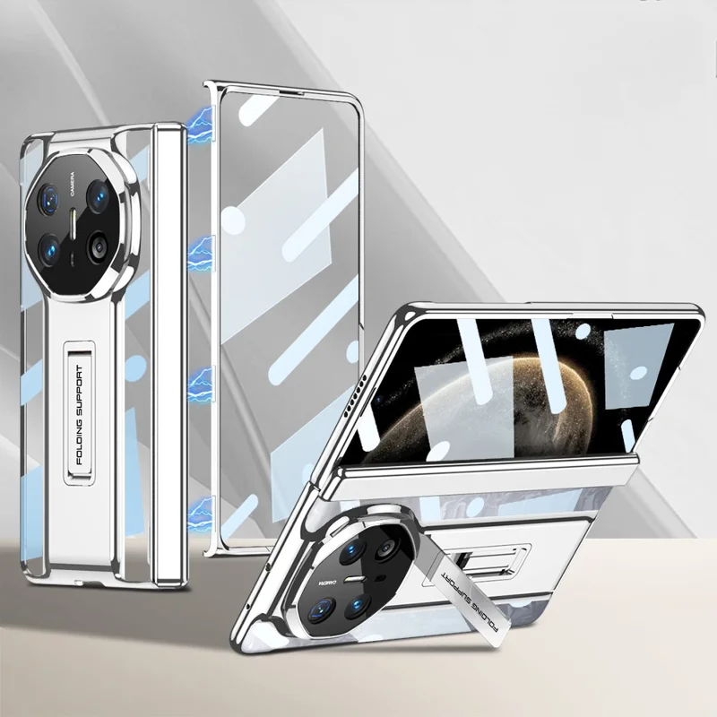 GKK For Huawei Mate X6 Case Magnetic Hinge PC + Tempered Glass Phone Cover with Kickstand - Black-Cellmalls