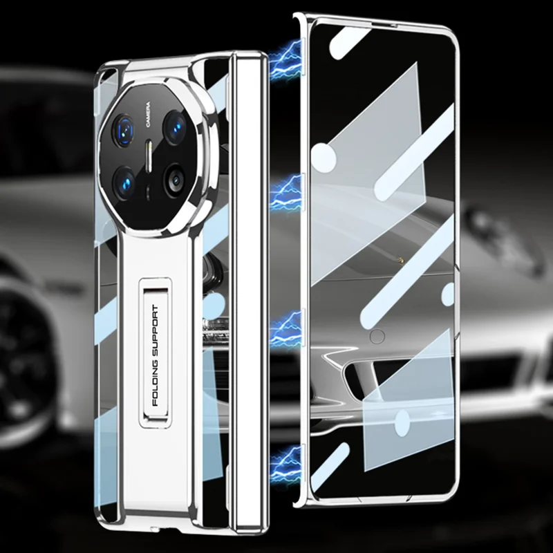 GKK For Huawei Mate X6 Case Magnetic Hinge PC + Tempered Glass Phone Cover with Kickstand - Black-Cellmalls