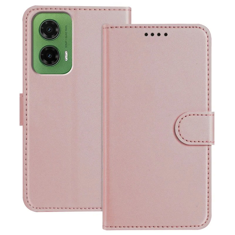 For Motorola Moto G35 5G Leather Case Wallet Stand Solid Color Anti Drop Phone Cover - Black-Cellmalls