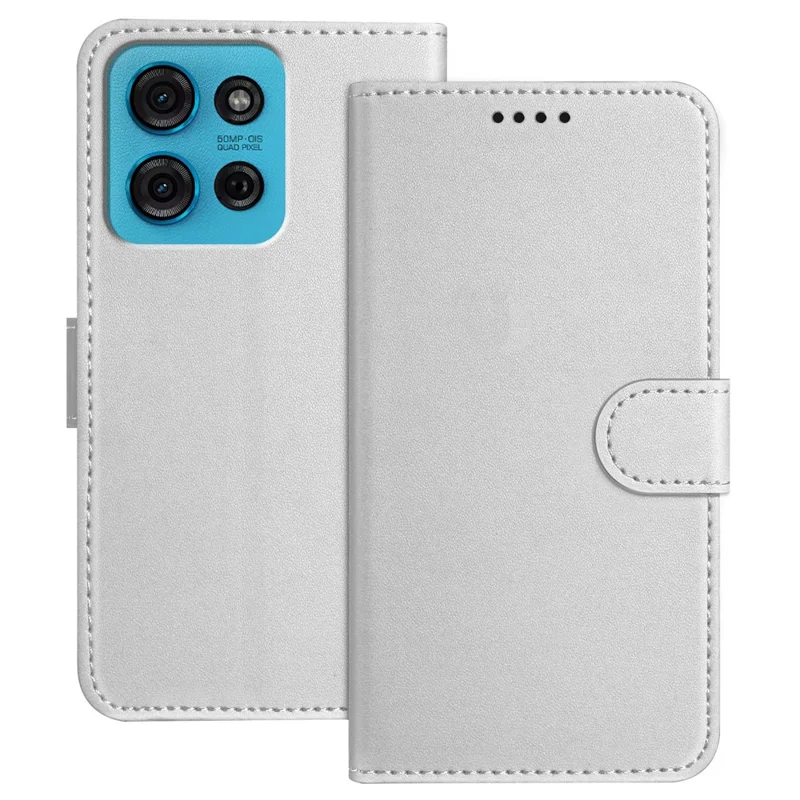 For Motorola Moto G75 5G Leather Case Wallet Stand Solid Color Anti Drop Phone Cover - Black-Cellmalls