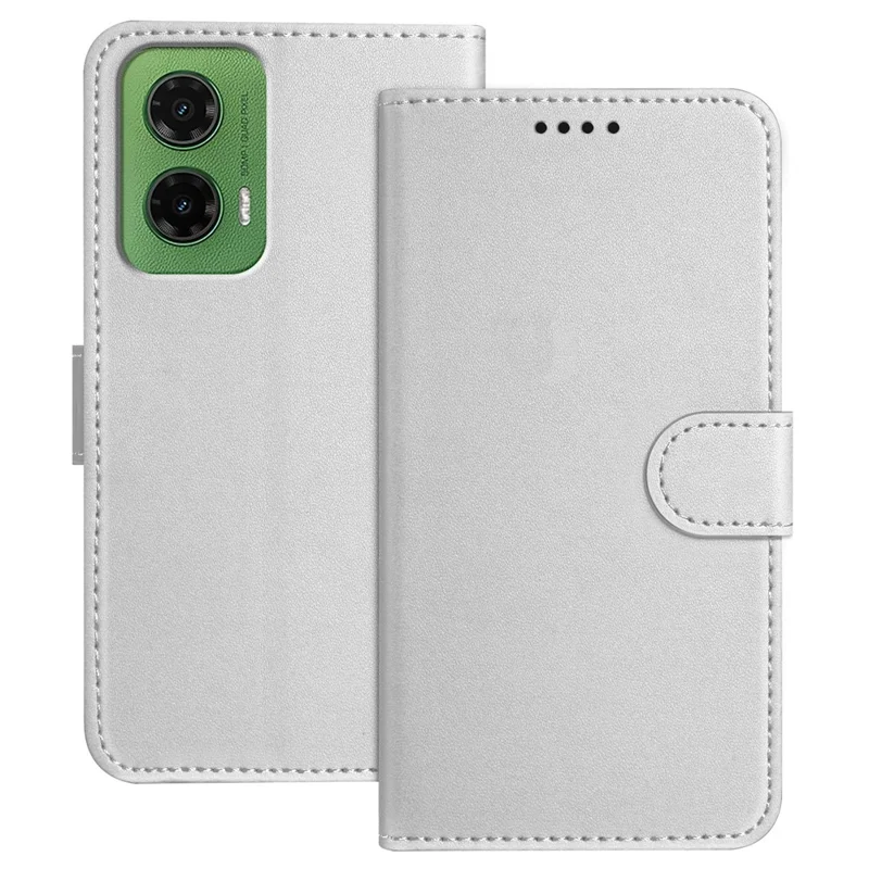 For Motorola Moto G35 5G Leather Case Wallet Stand Solid Color Anti Drop Phone Cover - Black-Cellmalls