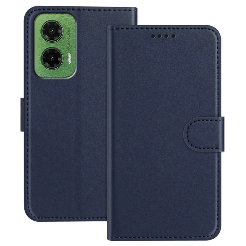 For Motorola Moto G35 5G Leather Case Wallet Stand Solid Color Anti Drop Phone Cover - Black-Cellmalls