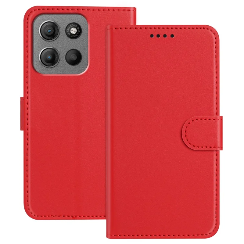 For Motorola Moto G15 Power 4G / Motorola Moto G15 4G Leather Case Wallet Stand Solid Color Anti Drop Phone Cover - Black-Cellmalls