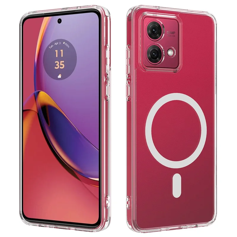 For Motorola Edge 40 Neo 5G Clear Phone Case Compatible with MagSafe TPU+Acrylic Back Cover - Clear-Cellmalls
