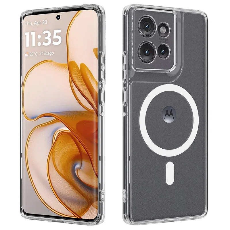 For Motorola Edge 50 5G Clear Case TPU+Acrylic Magnetic Phone Cover Compatible with MagSafe-Cellmalls