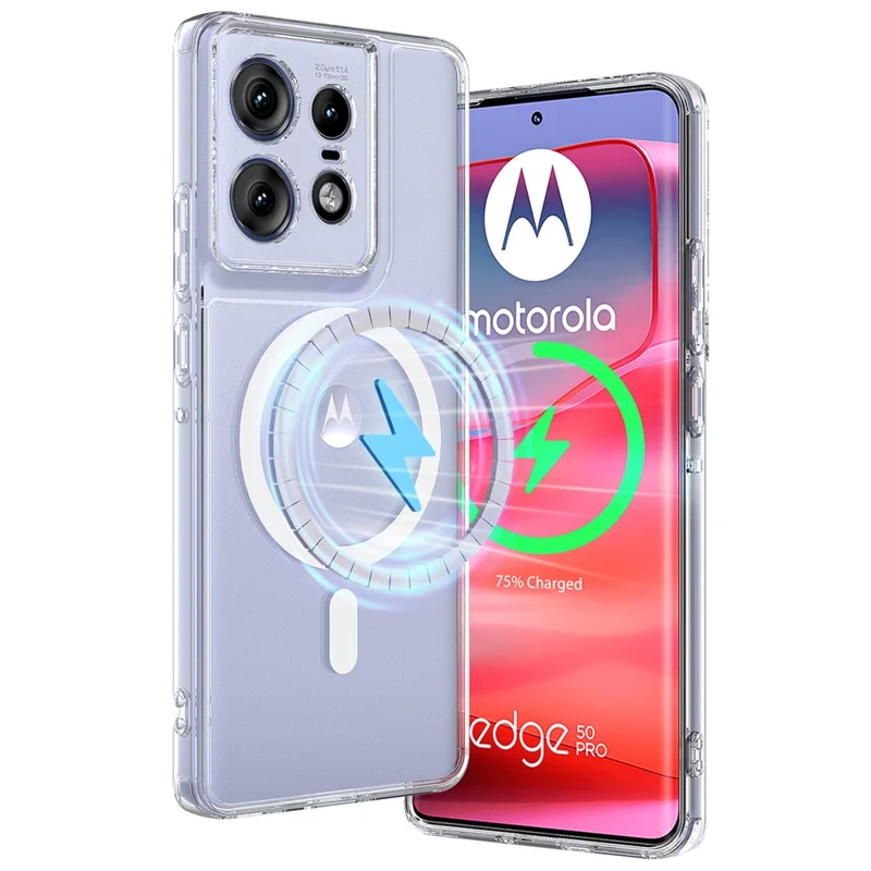 For Motorola Edge 50 Pro 5G Clear Case TPU+Acrylic Magnetic Phone Cover Compatible with MagSafe-Cellmalls