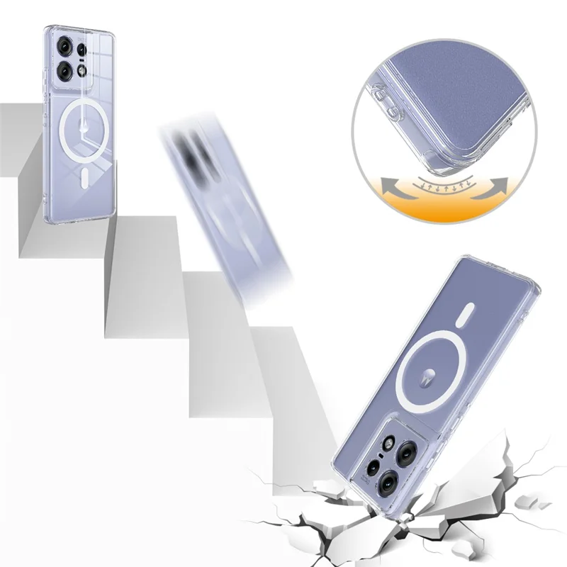 For Motorola Edge 50 Pro 5G Clear Case TPU+Acrylic Magnetic Phone Cover Compatible with MagSafe-Cellmalls