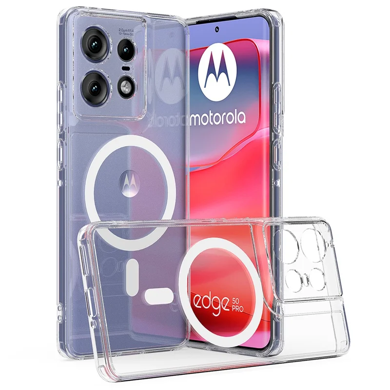For Motorola Edge 50 Pro 5G Clear Case TPU+Acrylic Magnetic Phone Cover Compatible with MagSafe-Cellmalls