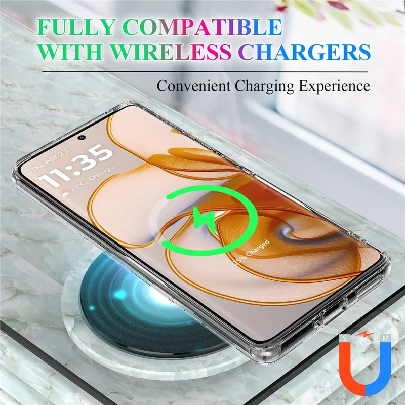 For Motorola Edge 50 5G Clear Case TPU+Acrylic Magnetic Phone Cover Compatible with MagSafe-Cellmalls