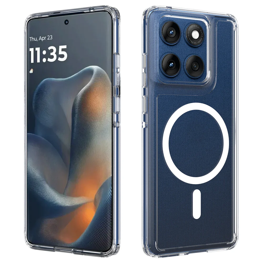 For Motorola Edge 60s 5G / Motorola Edge 60 Fusion 5G / Motorola Edge 60 5G Clear Phone Case Compatible with MagSafe TPU+Acrylic Back Cover - Clear-Cellmalls