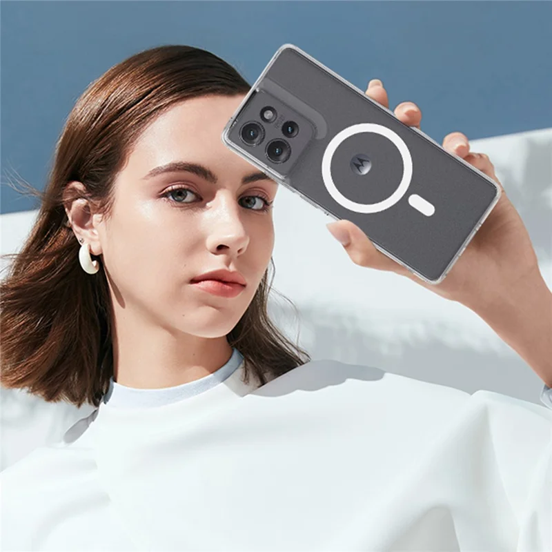 For Motorola Edge 50 5G Clear Case TPU+Acrylic Magnetic Phone Cover Compatible with MagSafe-Cellmalls