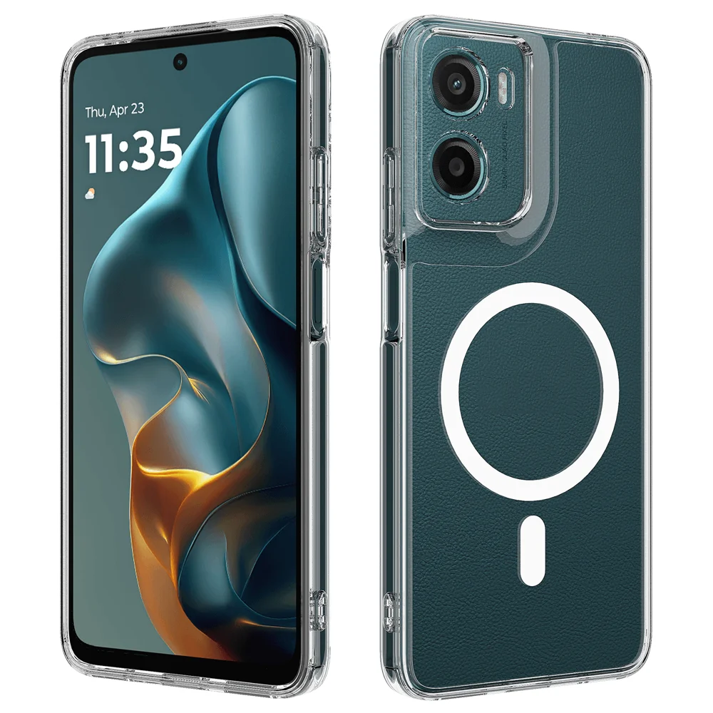 For Motorola Moto E15 4G / Motorola Moto G05 4G Clear Phone Case Compatible with MagSafe TPU+Acrylic Back Cover - Clear-Cellmalls