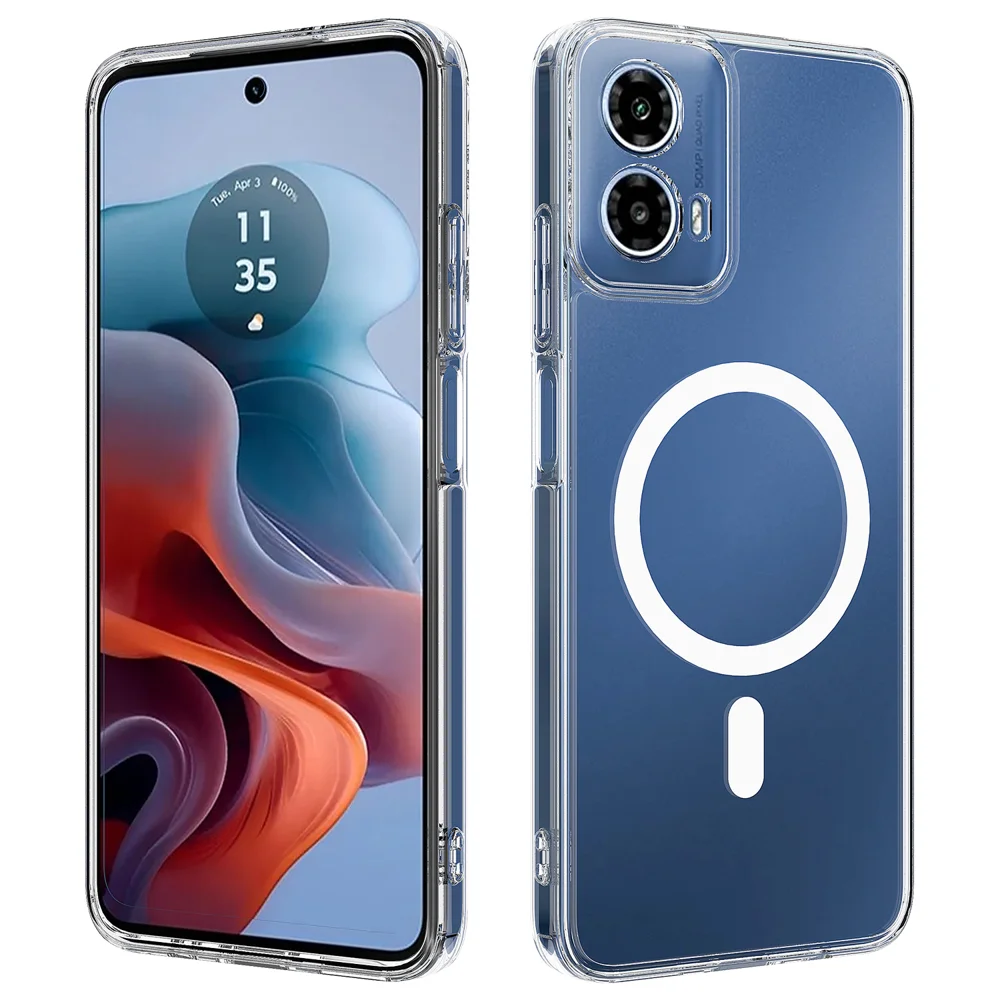 For Motorola Moto G45 5G / Motorola Moto G34 5G Clear Phone Case Compatible with MagSafe TPU+Acrylic Back Cover - Clear-Cellmalls