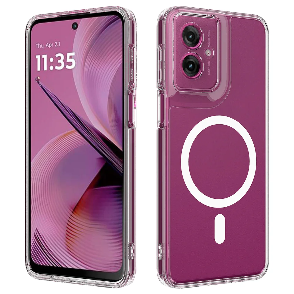 For Motorola Moto G54 Power 5G / Motorola Moto G64 5G / Motorola Moto G54 5G Clear Phone Case Compatible with MagSafe TPU+Acrylic Back Cover - Clear-Cellmalls