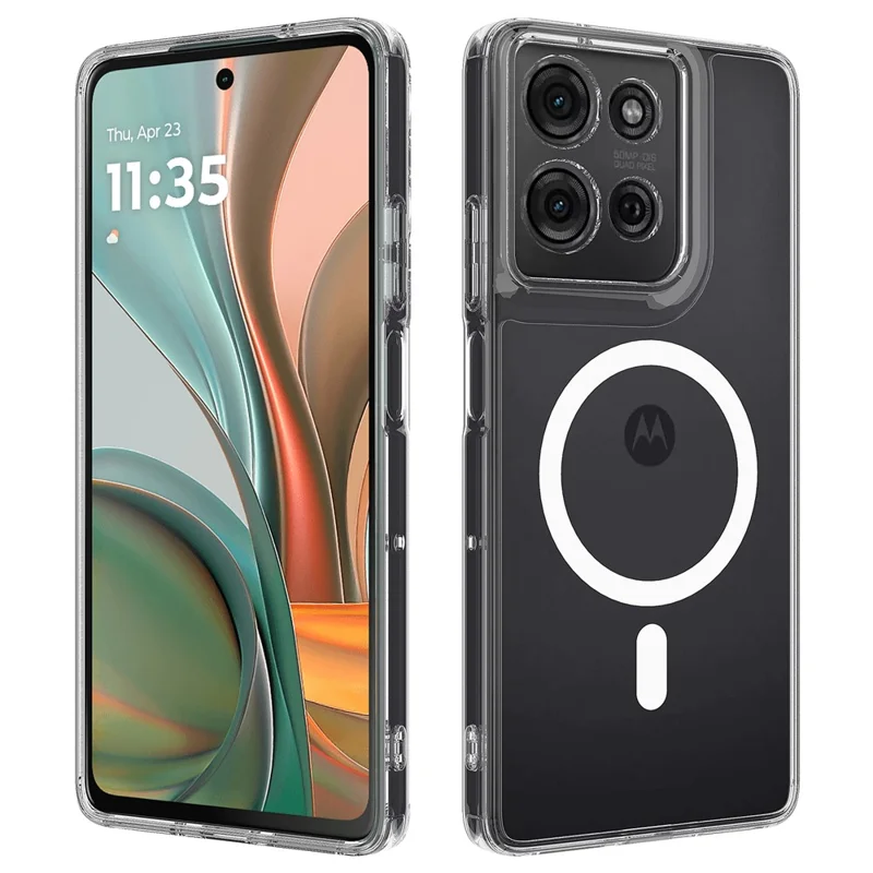 For Motorola Moto G75 5G Clear Case TPU + Acrylic Magnetic Phone Cover Compatible with MagSafe-Cellmalls
